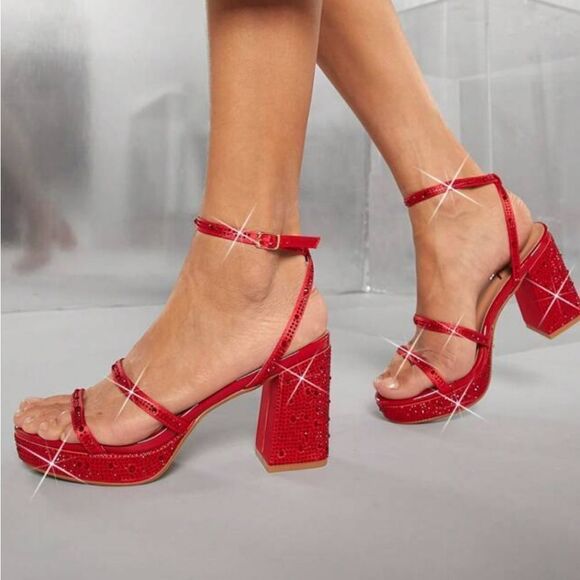 BRAND NEW FOREVER SEQUIM EMBROIDERY OPEN TOE BLOCK HEEL SANDAL - Picture 8 of 15